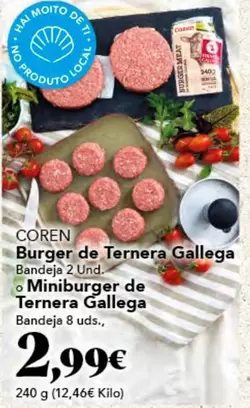 Oferta de Coren - Burger De Ternera Gallega por 2,99€ en Gadis