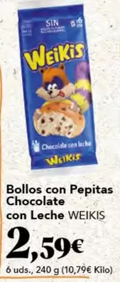 Oferta de Weikis - Bollos Con Pepitas Chocolate Con Leche por 2,59€ en Gadis
