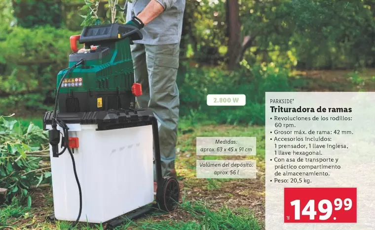 Oferta de Parkside - Trituradora De Ramas por 149,99€ en Lidl