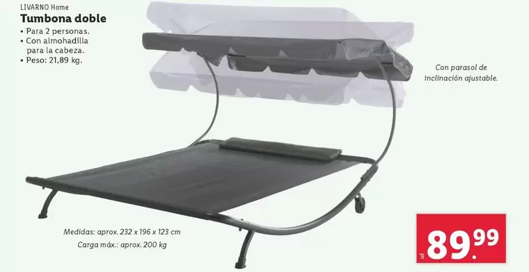 Oferta de Livarno - Tumbona Doble por 89,99€ en Lidl
