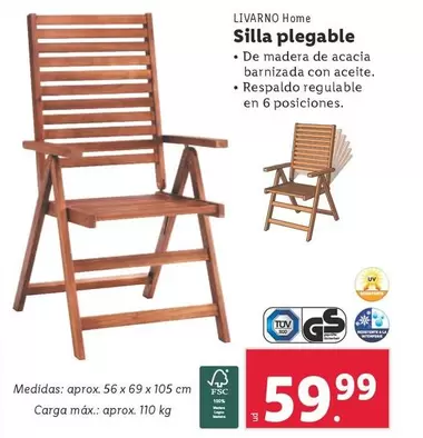 Oferta de Livarno - Silla Plegable por 59,99€ en Lidl