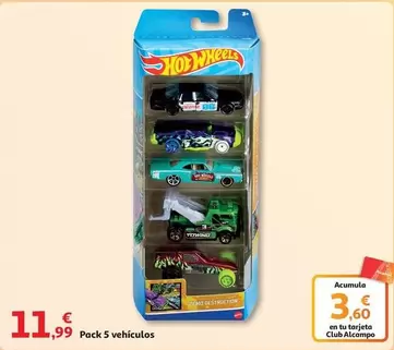 Oferta de Hot Wheels - Pack 5 Vehiculos por 11,99€ en Alcampo