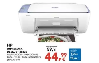 Oferta de HP - Impresora Deskjet 2822e por 44,99€ en Worten