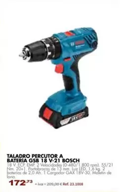 Oferta de Bosch - Taladro Percutor A Bateria GSb 18 V-21 por 172,73€ en Coferdroza