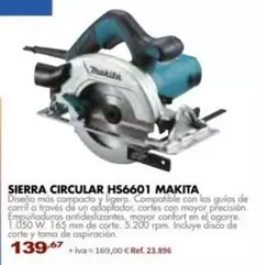 Oferta de Makita - Sierra Circular Hs6601 por 139,67€ en Coferdroza