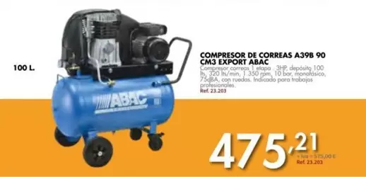 Oferta de ABAC - Compresor De Correas A398 90 Cm3 Export por 475,21€ en Coferdroza