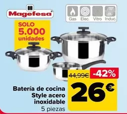 Oferta de Magefesa - Batería De Cocina Style Acero Inoxidable por 26€ en Carrefour
