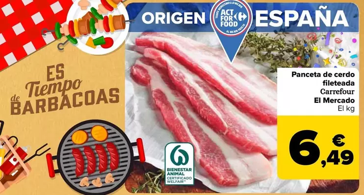 Oferta de Panceta De Cerdo Fileteada por 6,49€ en Carrefour