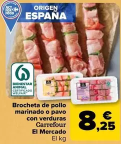 Oferta de Carrefour - Brocheta De Pollo Marinado O Pavo Con Verduras por 8,25€ en Carrefour