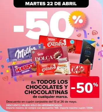 Oferta de En Todos Los Chocolates Y Chocolatinas en Carrefour