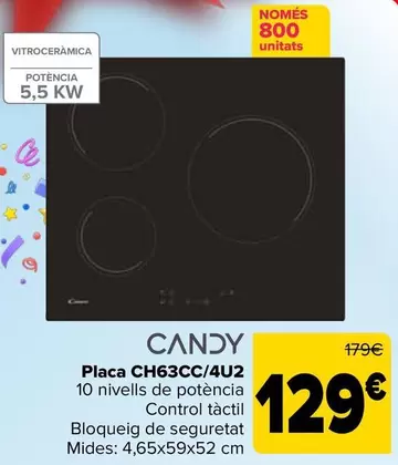 Oferta de Candy - Placa CH63CC/4U2 por 129€ en Carrefour