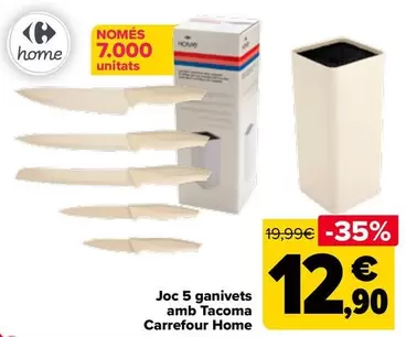 Oferta de Carrefour Home - Juego 5 Cuchillos Con Tacoma por 12,9€ en Carrefour