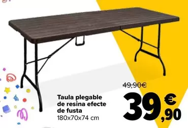 Oferta de Mesa Plegable De Resina Efecto Madera por 39,9€ en Carrefour