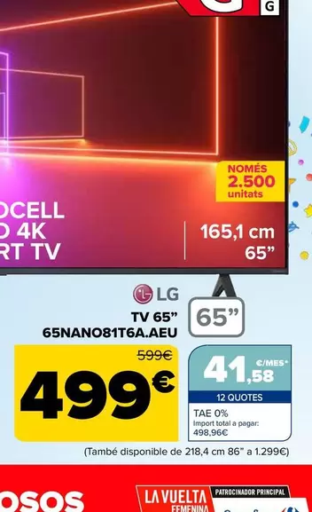 Oferta de LG - Tv 65" 65nano81t6aaeu por 499€ en Carrefour