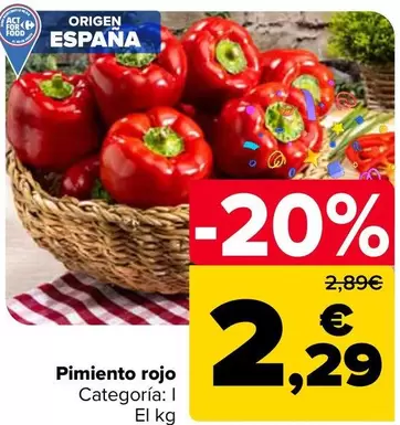 Oferta de Pimiento Rojo por 2,29€ en Carrefour