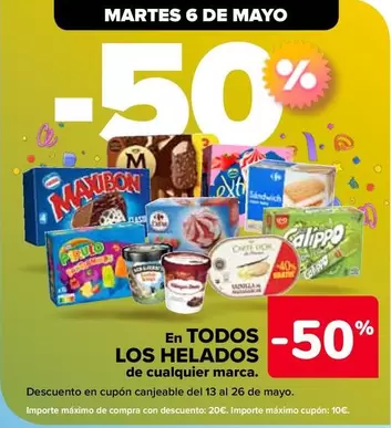Oferta de En Todas Los Helados De Cualquier Marca en Carrefour