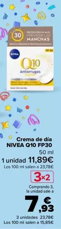 Oferta de Nivea - Crema De Día Q10 FP30 en Carrefour