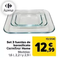 Oferta de Carrefour Home - Set 3 Fuentes De Borosilicato por 12,99€ en Carrefour