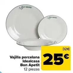 Oferta de Idealcasa - Vajilla Porcelana Bon Apetit por 25€ en Carrefour