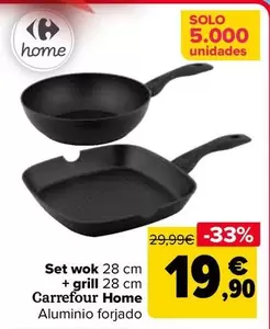 Oferta de Carrefour Home - Set Wok + Grill  por 19,9€ en Carrefour