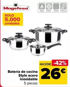 Oferta de Magefesa - Batería De Cocina Style Acero Inoxidable por 26€ en Carrefour