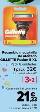 Oferta de Gillette - Recambio Maquinilla De Afeitado Fusion 5 Xl en Carrefour