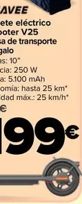 Oferta de Navee - Patinete Eléctrico  E-scooter V25 + Bolsa De Transporte De Regalo por 199€ en Carrefour