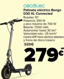 Oferta de Cecotec - Patinete Eléctrico Bongo D30 Xl Connected por 279€ en Carrefour