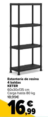 Oferta de Keter - Estantería De Resina 4 Baldas  por 16,99€ en Carrefour