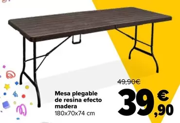 Oferta de Mesa Plegable De Resina Efecto Madera por 39,9€ en Carrefour