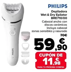 Oferta de Philips - Depiladora Wet & Dry Epilator BRE710/00 por 59,9€ en Carrefour