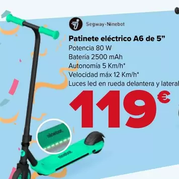 Oferta de Segway Ninebot - Patinete Eléctrico A6 De 5"  por 119€ en Carrefour