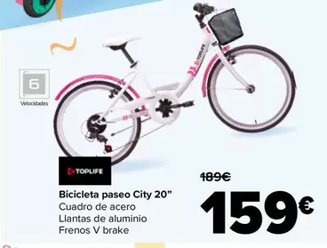 Oferta de Toplife - Bicicleta Paseo City 20" por 159€ en Carrefour