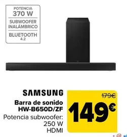 Oferta de Samsung - Barra De Sonido Hw-b650dzf por 149€ en Carrefour