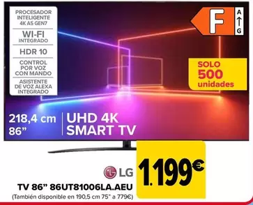 Oferta de LG - Tv 86" 86UT81006LA.AEU por 1199€ en Carrefour
