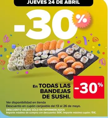 Oferta de En Todas Las Bandejas De Sushi en Carrefour