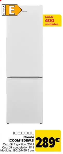 Oferta de Icecool - Combi ICCOM180EW.3 por 289€ en Carrefour