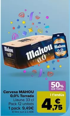 Oferta de Mahou - Cerveza 0,0% Tostada por 9,49€ en Carrefour