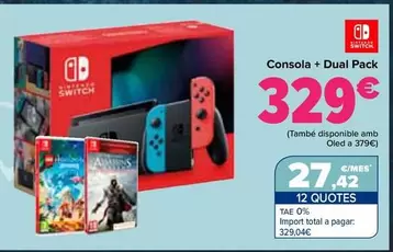 Oferta de Nintendo SWITCH - Consola + Dual Pack por 329€ en Carrefour