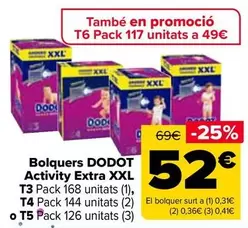 Oferta de Dodot - Panales Activity Extra Xxl por 52€ en Carrefour