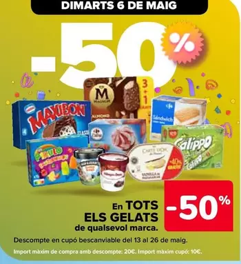 Oferta de En Todas Los Helados De Cualquier Marca en Carrefour