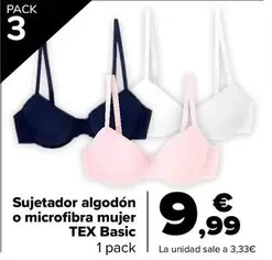 Oferta de Tex Basic - Sujetador Algodón O Microfibra Mujer por 9,99€ en Carrefour