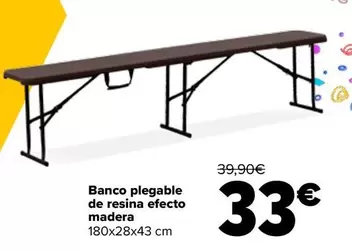 Oferta de Banco Plegable De Resina Efecto Madera por 33€ en Carrefour