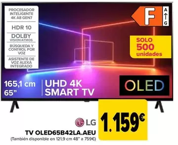 Oferta de LG - Tv OLED65B42LA.AEU por 1159€ en Carrefour