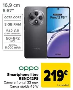 Oferta de OPPO - Smartphone Libre RENO12FS por 219€ en Carrefour