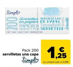 Oferta de Simply - Servilletas Una Capa por 1,25€ en Carrefour