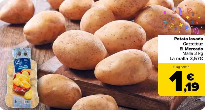 Oferta de Carrefour - Patata Lavada El Mercado por 3,57€ en Carrefour