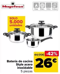 Oferta de Magefesa - Batería De Cocina Style Acero Inoxidable por 26€ en Carrefour