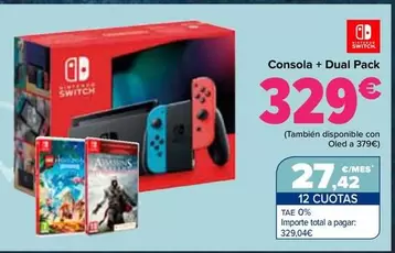 Oferta de Nintendo SWITCH - Consola + Dual Pack por 329€ en Carrefour