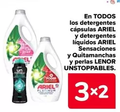 Oferta de En Todos Los Detergentes Cápsulas  Ariel Y Detergentes Líquidos Ariel Sensaciones Y Quitamanchas Y Perlas Lenor Unstoppables en Carrefour
